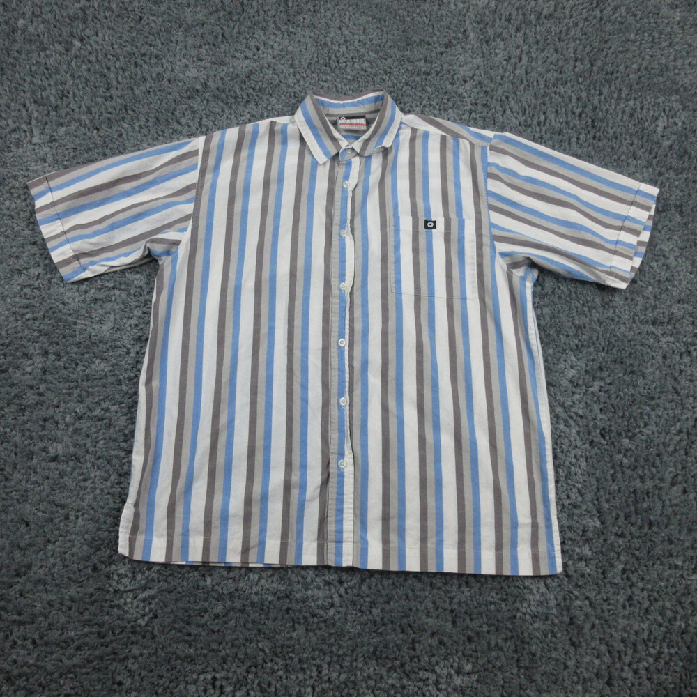 Southpole Shirt Mens Large Blue White Gray Short Sleeve Button Up